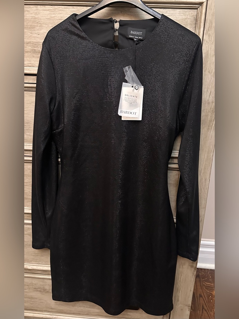 Bardot Black Long-Sleeve Metallic Knit Top